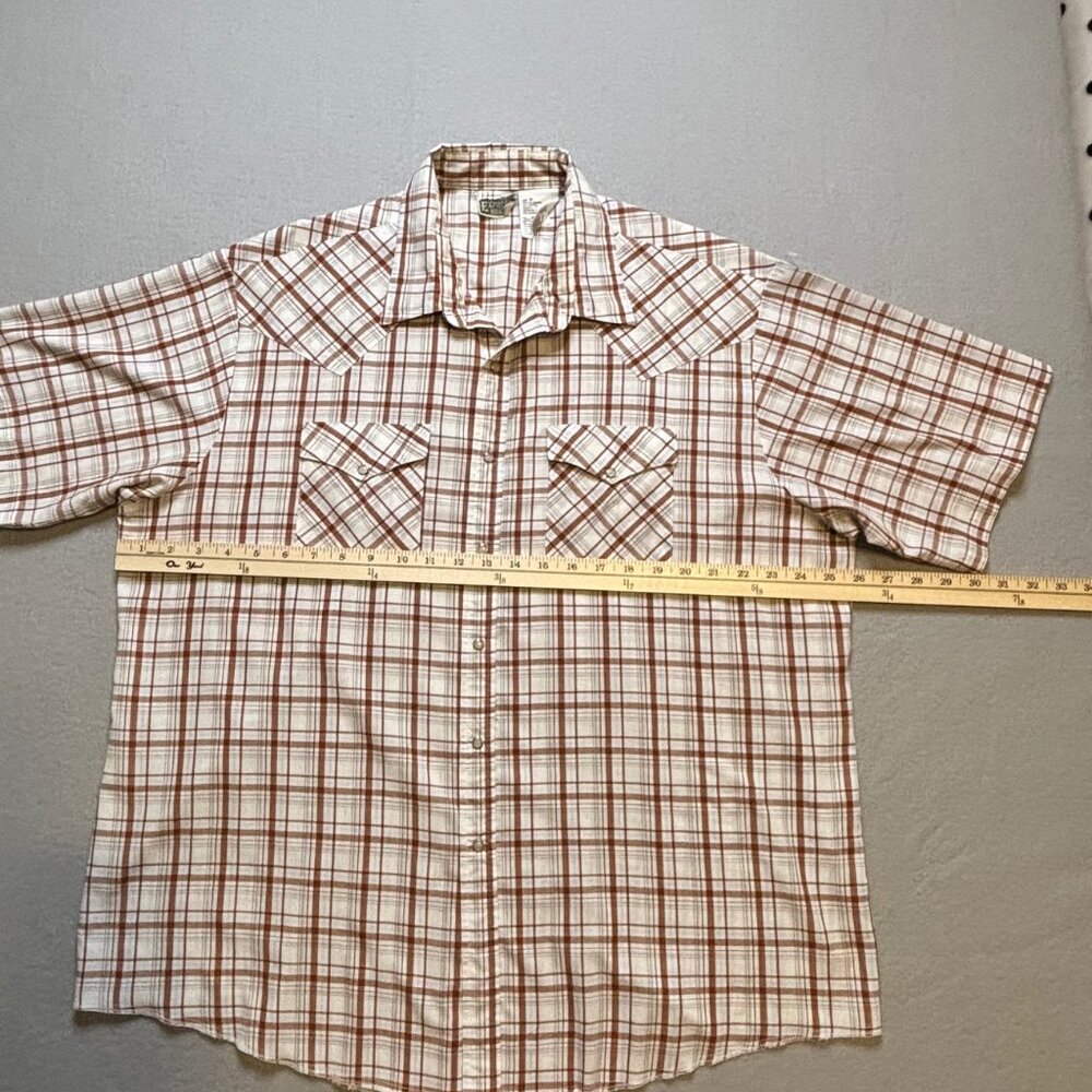 Express Rider VTG Pearl Snap Button Up Shirt Mens Size XL Rust/Brown Plaid - Picture 4 of 7